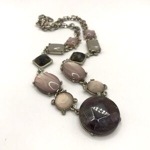 LOFT Amethyst & Acrylic Cabochon Necklace